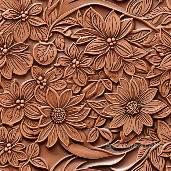 Embossed Floral Leather Texture In Warm Brown Tones Leather texture preview