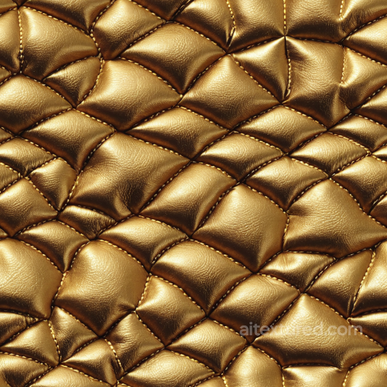 Quilted Metallic Gold Leather PBR Texture with Puffy Stitched Panels Leather texture preview