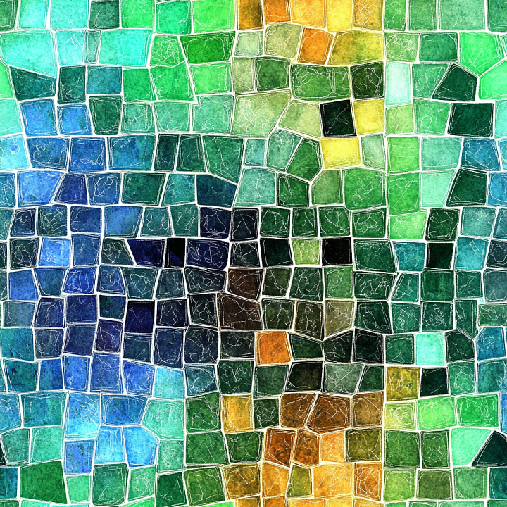 Mosaic Featuring Colorful Irregular Ceramic Tiles with Matte Finish seamless PBR texture preview