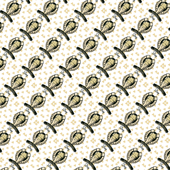 St Patrick Day Digital Paper Pattern with Beer and Shamrocks seamless PBR texture preview