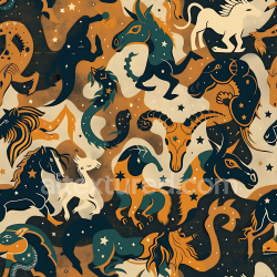 seamless Seamless 3D Stylized Mythical Creature Camouflage PBR Texture with Celestial Motifs texture 8k free download PBR