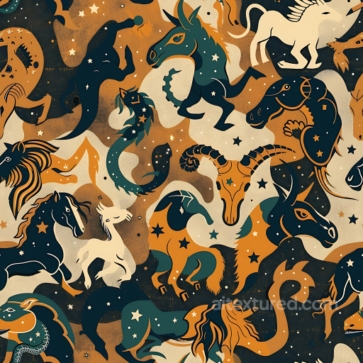 Stylized Mythical Creature Camouflage PBR Texture with Celestial Motifs seamless Color Camouflage PBR texture