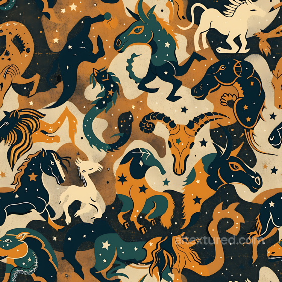 Stylized Mythical Creature Camouflage PBR Texture with Celestial Motifs Color Camouflage texture preview