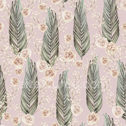 seamless Seamless 3D PBR Boho Texture with Watercolor Palm Leaves and Roses texture 8k free download PBR