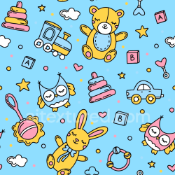 seamless Seamless 3D PBR Texture Featuring Baby Boy Cartoon Toys and Symbols texture 8k free download PBR