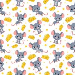 Pattern Bundle - Seamless 3D Pattern PBR Texture Featuring Cute Cartoon Mice with Cheese Motifs texture preview