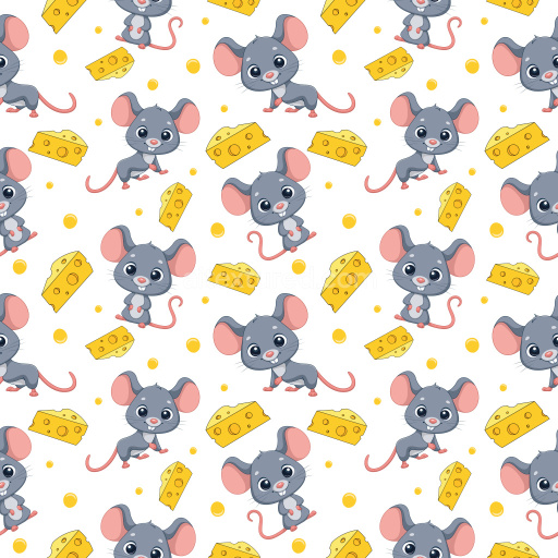 Pattern Bundle - Seamless 3D Pattern PBR Texture Featuring Cute Cartoon Mice with Cheese Motifs texture preview