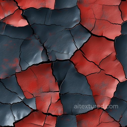 Cracked & Holes Texture of Cracked and Peeling Black & Red Painted Surface seamless Cracked & Holes PBR texture