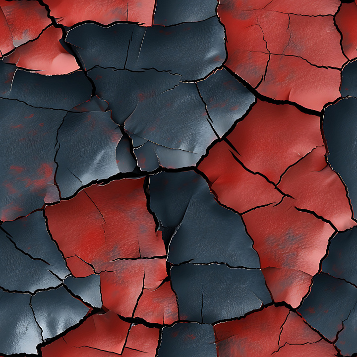 Cracked & Holes of Cracked and Peeling Black & Red Painted Surface seamless PBR texture preview