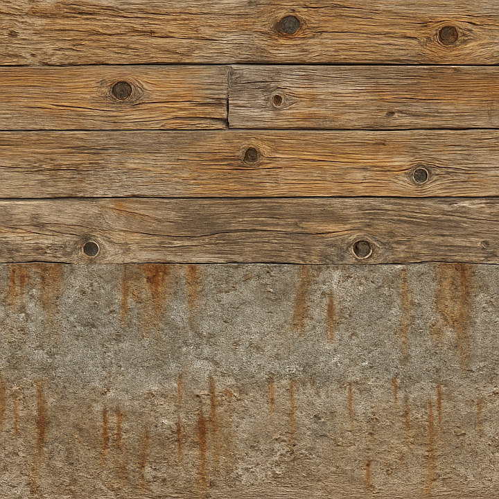 Distressed Wood Surface With Varnished Wood And Knots seamless PBR texture preview