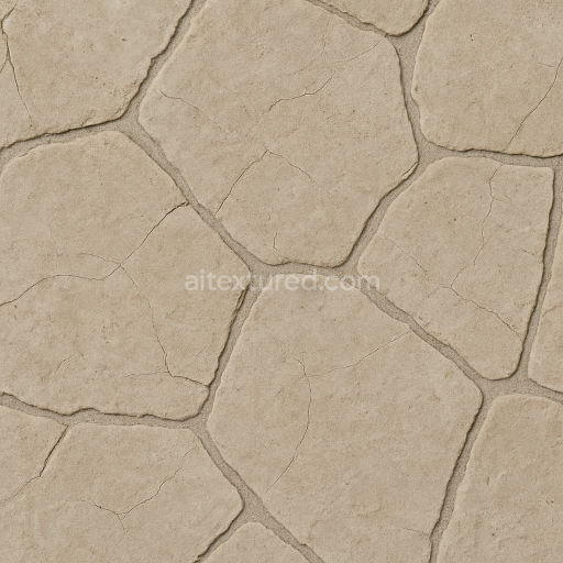 Seamless 3d texture pbr 8k flagstone flat with light grout and cracked surface natural stone
