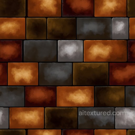 Of Cracked Multi-Color Brick Wall With Weathered Paint seamless Brick PBR texture