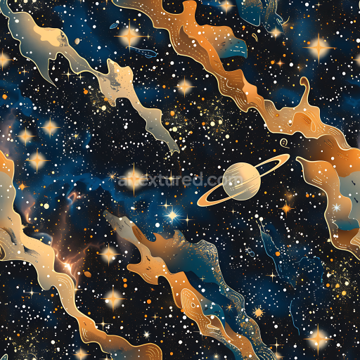 Seamless 3D Cosmic Sci-Fi Camouflage PBR Texture with Starfield and Nebulae Pattern