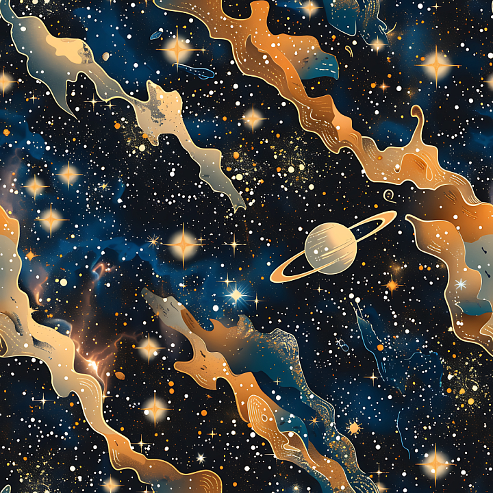 Cosmic Sci-Fi Camouflage with Starfield and Nebulae Pattern seamless PBR texture preview