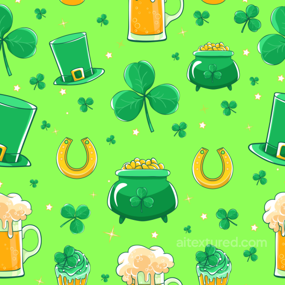 Featuring St Patrick's Day Symbols on Bright Green St patrick digital paper bundle texture preview