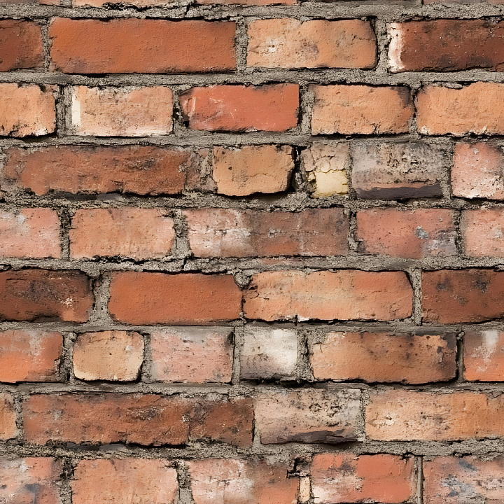 Cracked and Weathered Red Brick Wall seamless PBR texture preview