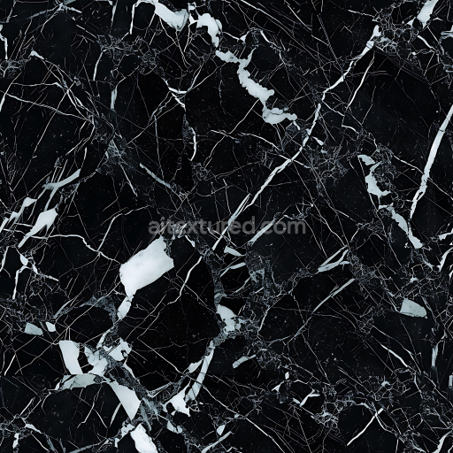 Preview — Seamless 3D PBR Black Marble Texture Featuring Bold White Veins