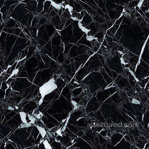 Black Marble Texture Featuring Bold White Veins seamless Marble PBR texture