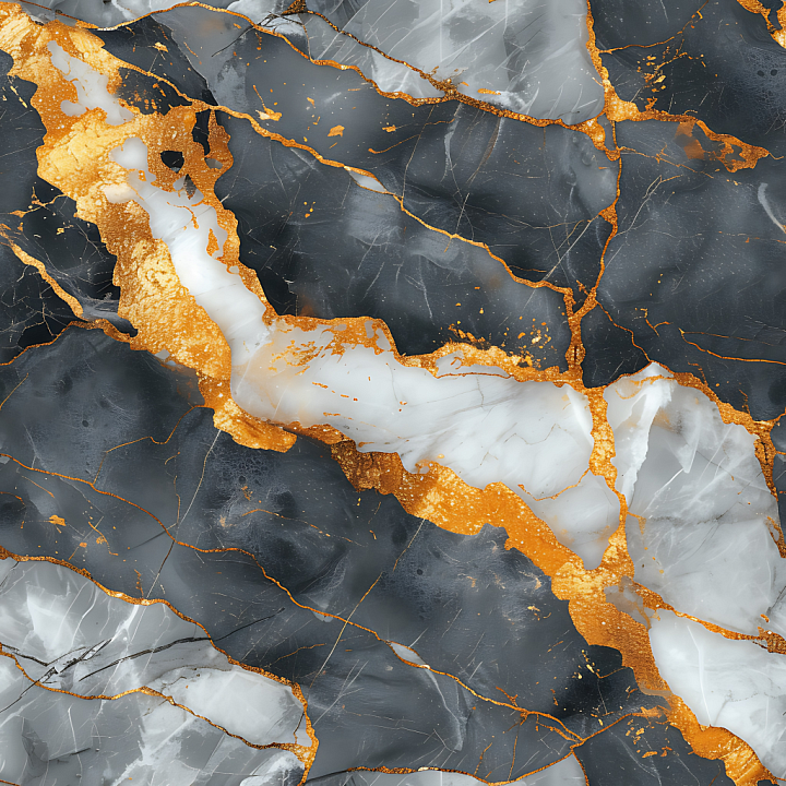 Black Marble with Striking Gold Veins and White Hues seamless PBR texture preview