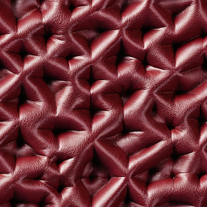 Quilted Burgundy Leather with Deep Folds and Glossy Finish seamless PBR texture preview