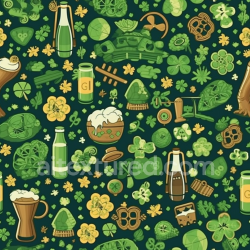 seamless Seamless 3D PBR Texture Featuring St Patrick Green Clovers and Iconic Symbols texture 8k free download PBR