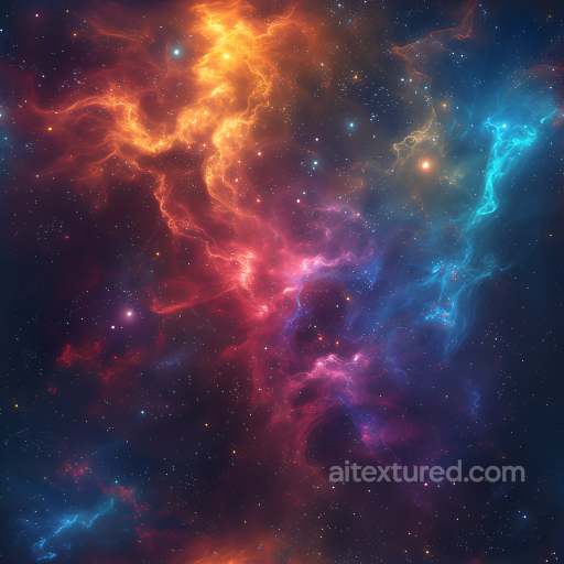 Space PBR Texture Featuring Vibrant Nebula Clouds and Starfield seamless Star, space, planets PBR texture