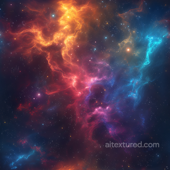 Space PBR Texture Featuring Vibrant Nebula Clouds and Starfield Star, space, planets texture preview