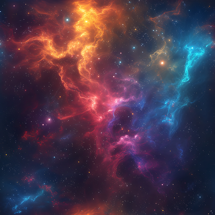Space Featuring Vibrant Nebula Clouds and Starfield seamless PBR texture preview