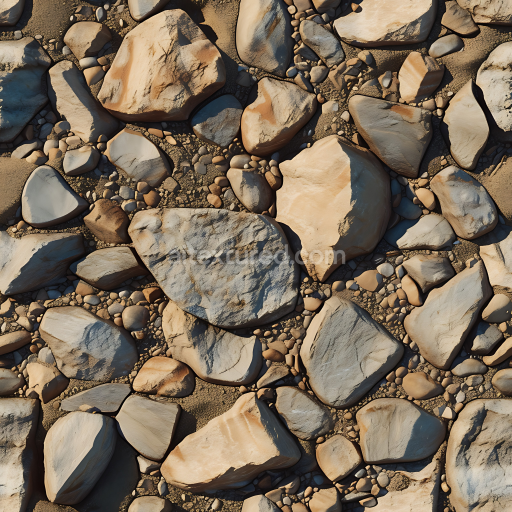 Seamless 3D PBR Texture of Sandy Rocky Ground with Medium Large Stones