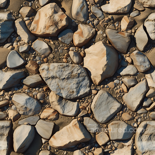 Stone Texture of Sandy Rocky Ground with Medium Large Stones seamless Stone PBR texture