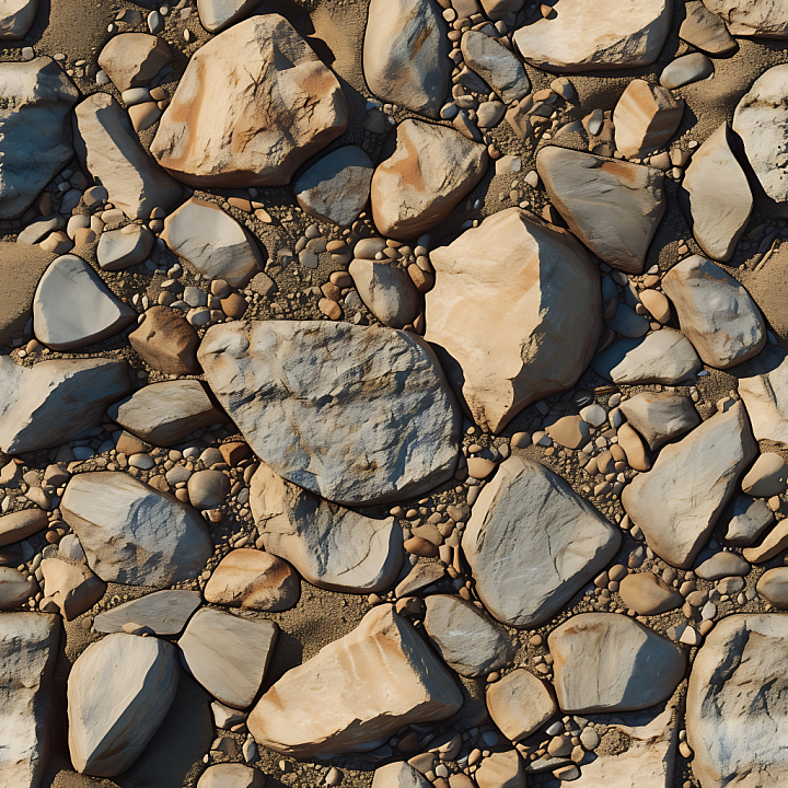 Stone of Sandy Rocky Ground with Medium Large Stones seamless PBR texture preview