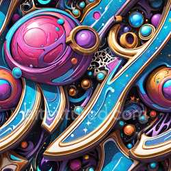 seamless Seamless 3D PBR Texture Featuring Vibrant Cosmic Graffiti Art with Abstract Spheres texture 8k free download PBR