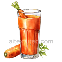 seamless Watercolor-Style Carrot Juice Glass Illustration with Fresh Carrots for Breakfast Themes texture 8k free download PBR