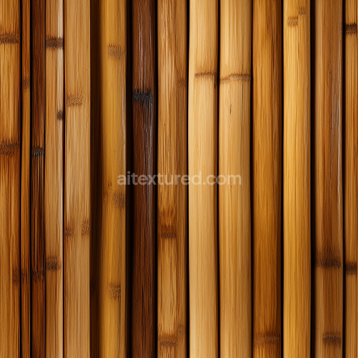 Seamless 3D PBR Texture of Vertically Laid Glossy Bamboo Panels with Natural Node Detailing