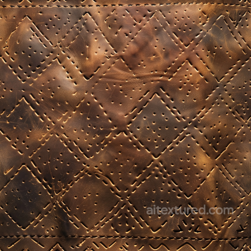 Quilted Distressed Brown Leather Texture with Perforated Diamond Pattern seamless Leather PBR texture