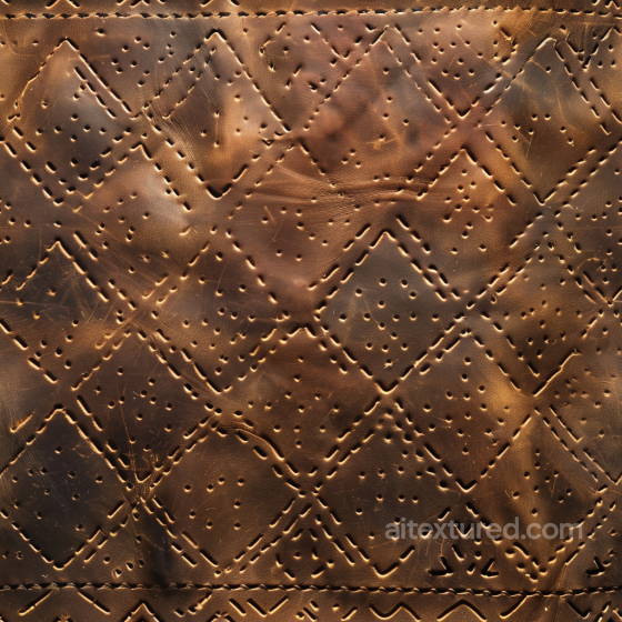 Quilted Distressed Brown Leather Texture with Perforated Diamond Pattern Leather texture preview