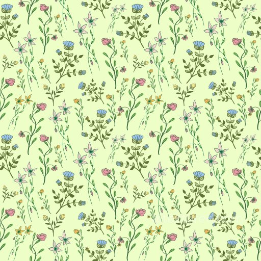 Pattern PBR Texture Featuring Delicate Wildflower Floral Motif on Pastel Background seamless Pattern Bundle PBR texture