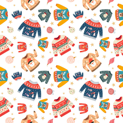 Pattern Bundle - Seamless 3D Pattern PBR Texture Featuring Festive Christmas Sweaters and Ornaments texture preview