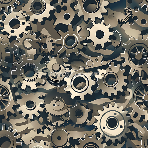 Seamless 3D Steampunk Camouflage PBR Texture with Gear and Cog Shapes