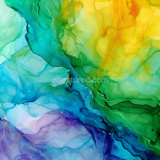 Seamless 3D Alcohol Ink PBR Texture with Vibrant Multicolor Flow and Organic Veins