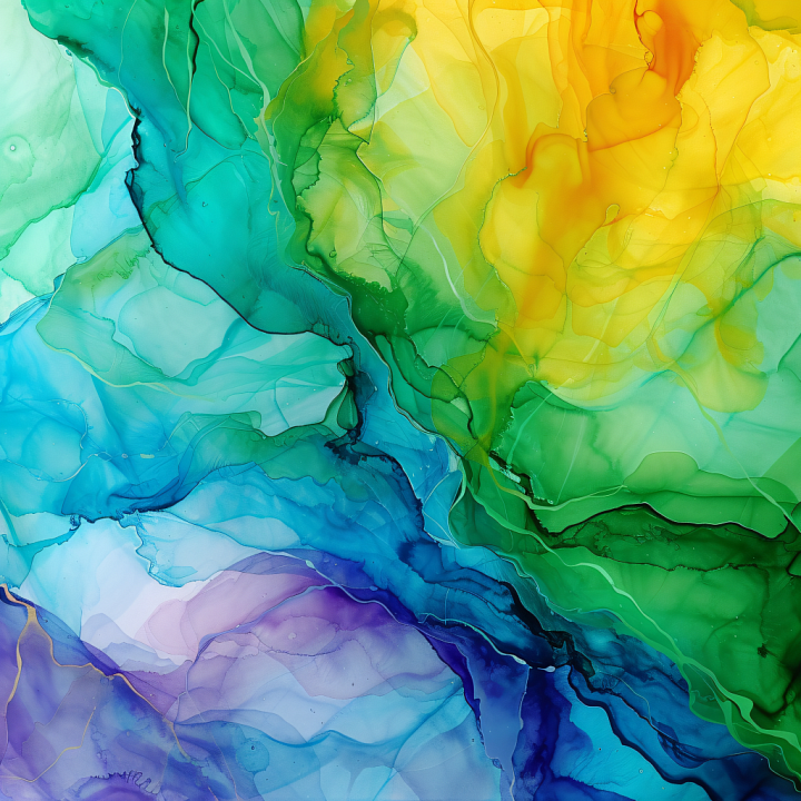 Alcohol Ink with Vibrant Multicolor Flow and Organic Veins seamless PBR texture preview