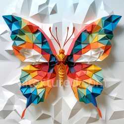 seamless Seamless 3D PBR Texture of Vibrant Butterfly Origami Pattern with Geometric Wings texture 8k free download PBR