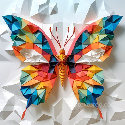 Animal - Seamless 3D PBR Texture of Vibrant Butterfly Origami Pattern with Geometric Wings texture preview
