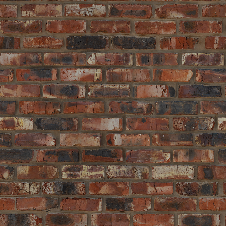 Red Rough Industrial - Brick Wall Plain Baked Brick seamless PBR texture preview