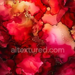 seamless Seamless 3D Alcohol Ink PBR Texture with Rich Red and Gold Fluid Swirls texture 8k free download PBR