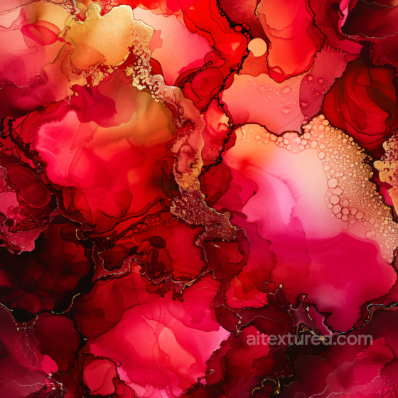 Alcohol Ink PBR Texture with Rich Red and Gold Fluid Swirls Alcohol ink texture preview