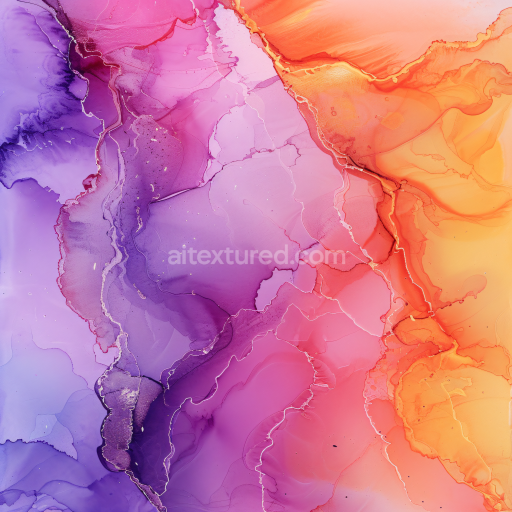 Preview — Seamless 3D Alcohol Ink PBR Texture Featuring Vibrant Pink, Purple, and Orange Fluid Waves