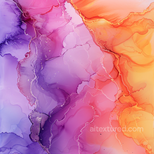 Alcohol Ink PBR Texture Featuring Vibrant Pink, Purple, and Orange Fluid Waves texture preview