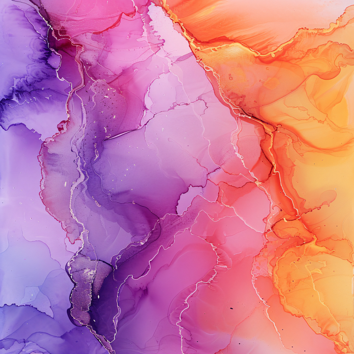 Alcohol Ink Featuring Vibrant Pink, Purple, and Orange Fluid Waves seamless PBR texture preview