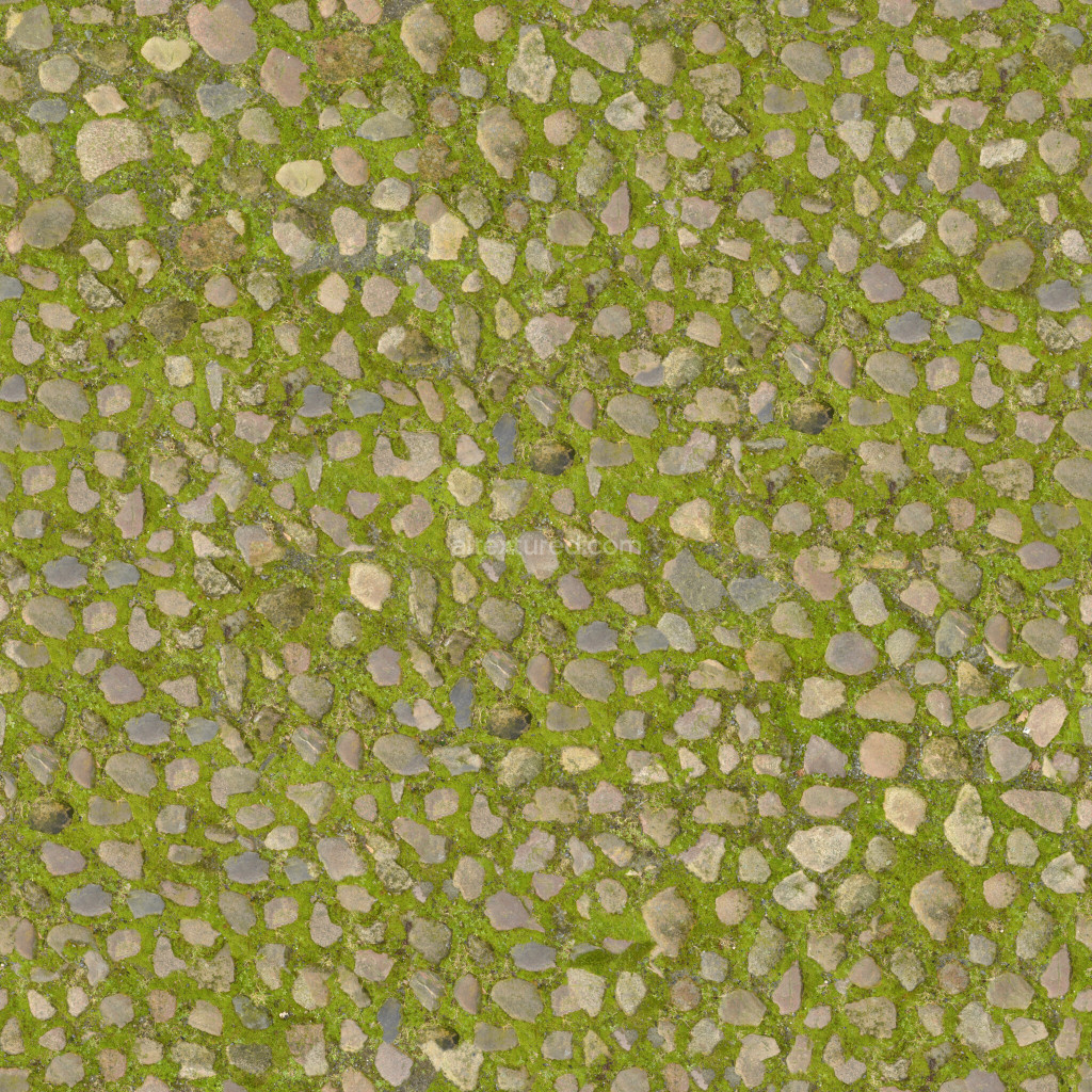 Seamless paving stones texture with grass and natural stones